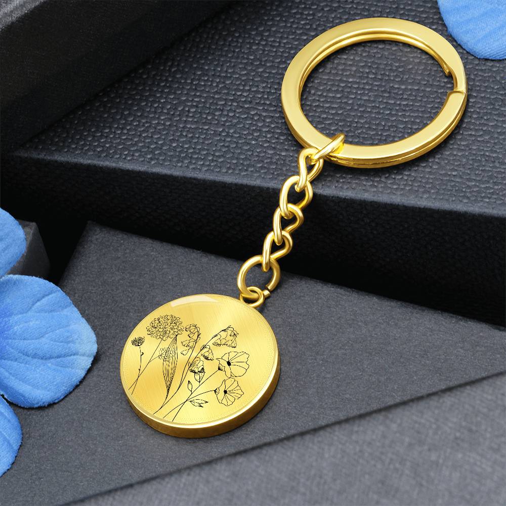 Birthstone Flowers Circle Keychain - Love You This Much