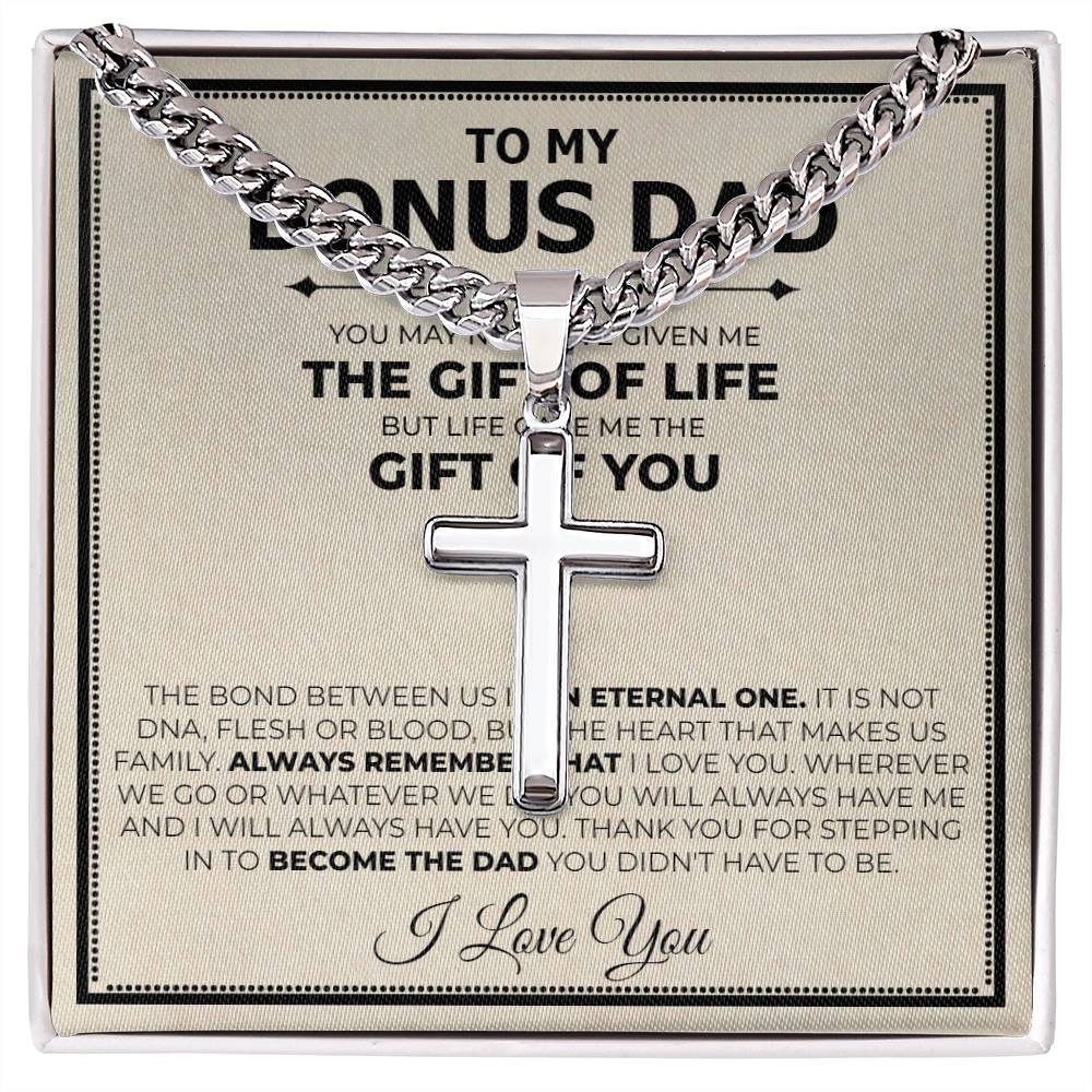 Bonus Dad Cuban Cross Necklace - Love You This Much