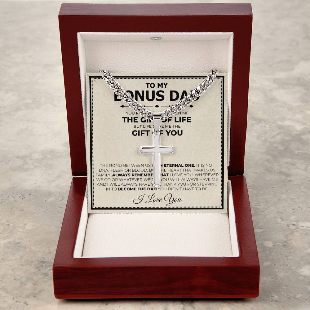 Bonus Dad Cuban Cross Necklace - Love You This Much