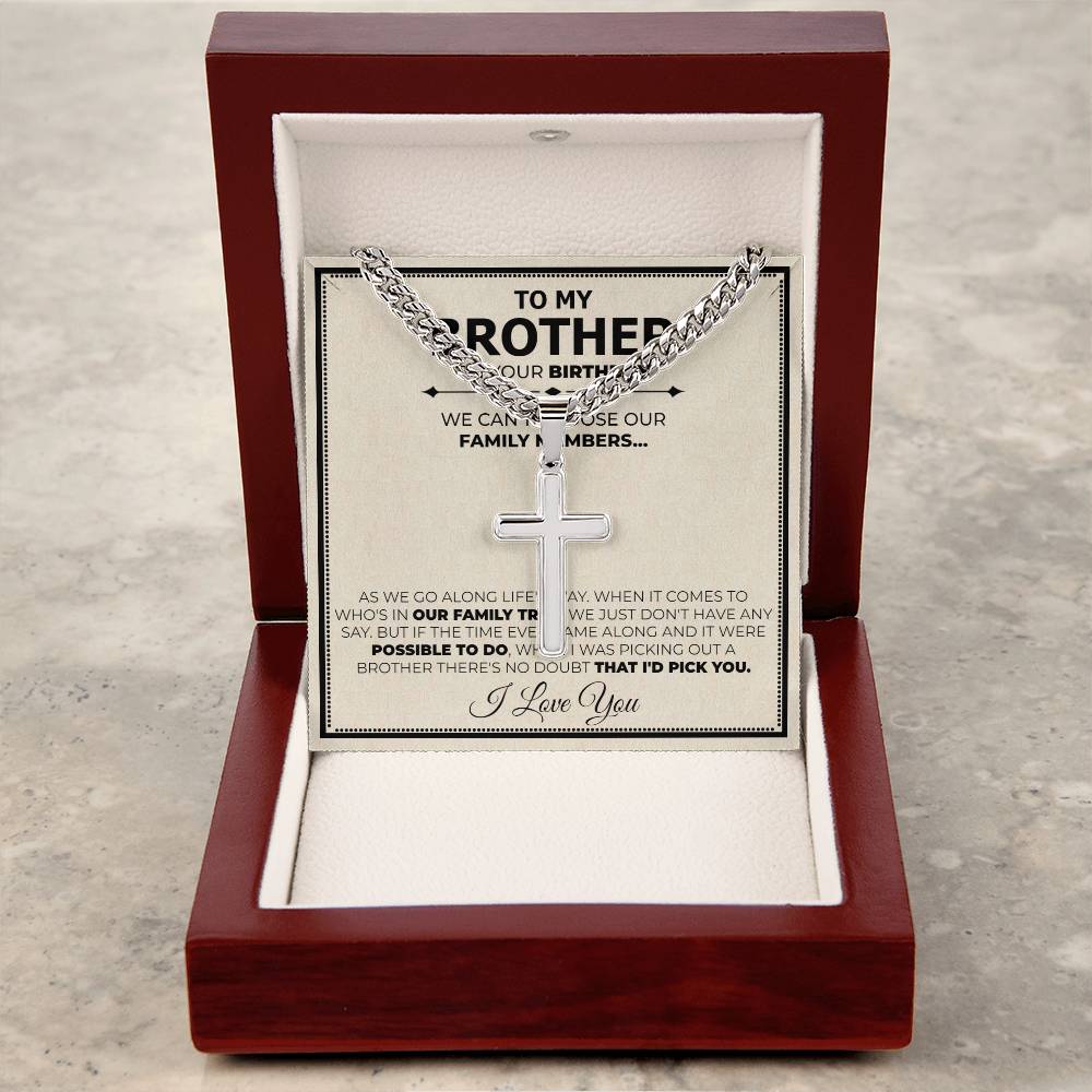 Brother Birthday Cuban Cross Necklace - Love You This Much