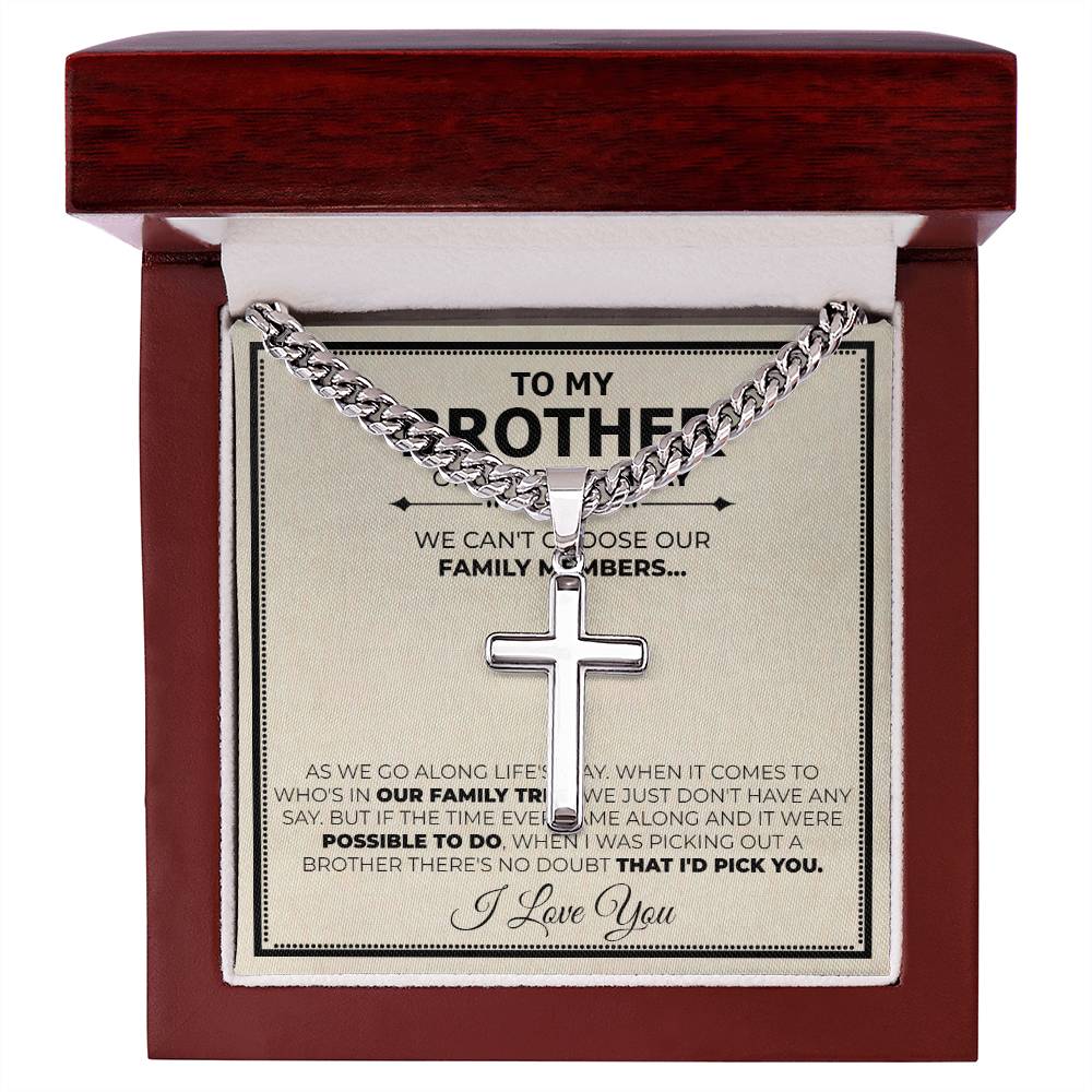 Brother Birthday Cuban Cross Necklace - Love You This Much