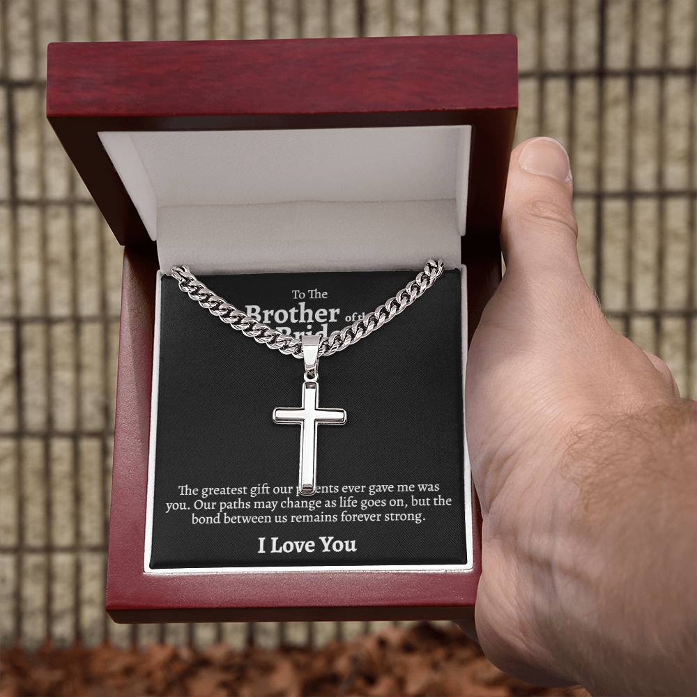 Brother of the Bride Cuban Cross Necklace - Love You This Much