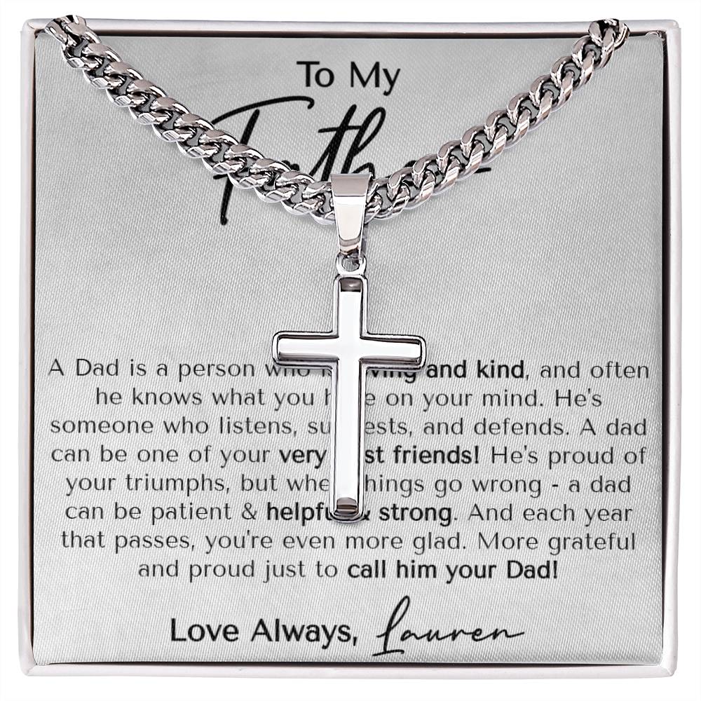 Dad (From Daughter) Cross Cuban Necklace - Love You This Much