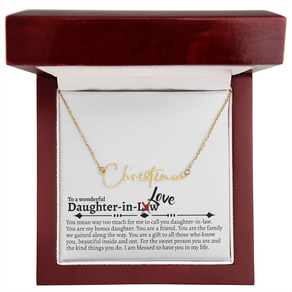 Daughter in Love Signature Name Necklace - Love You This Much