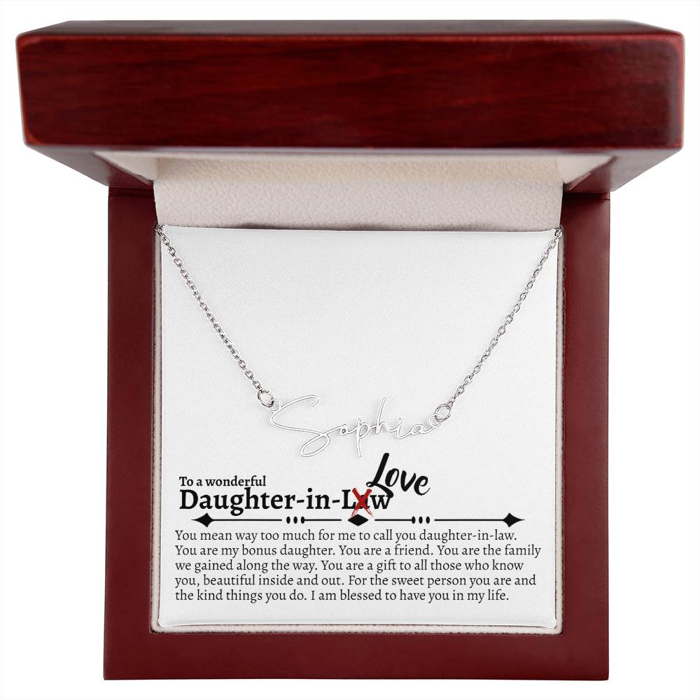 Daughter in Love Signature Name Necklace - Love You This Much