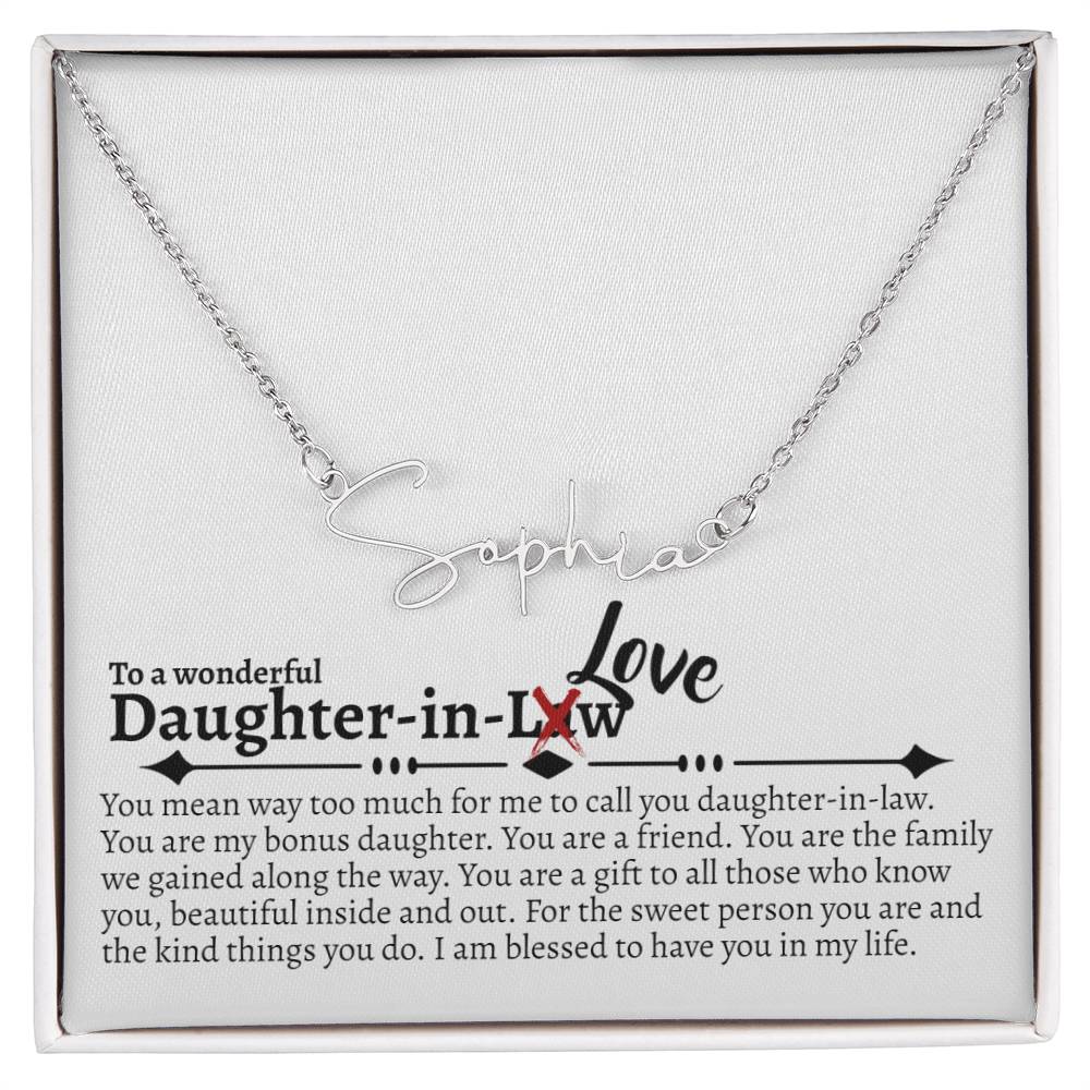 Daughter in Love Signature Name Necklace - Love You This Much