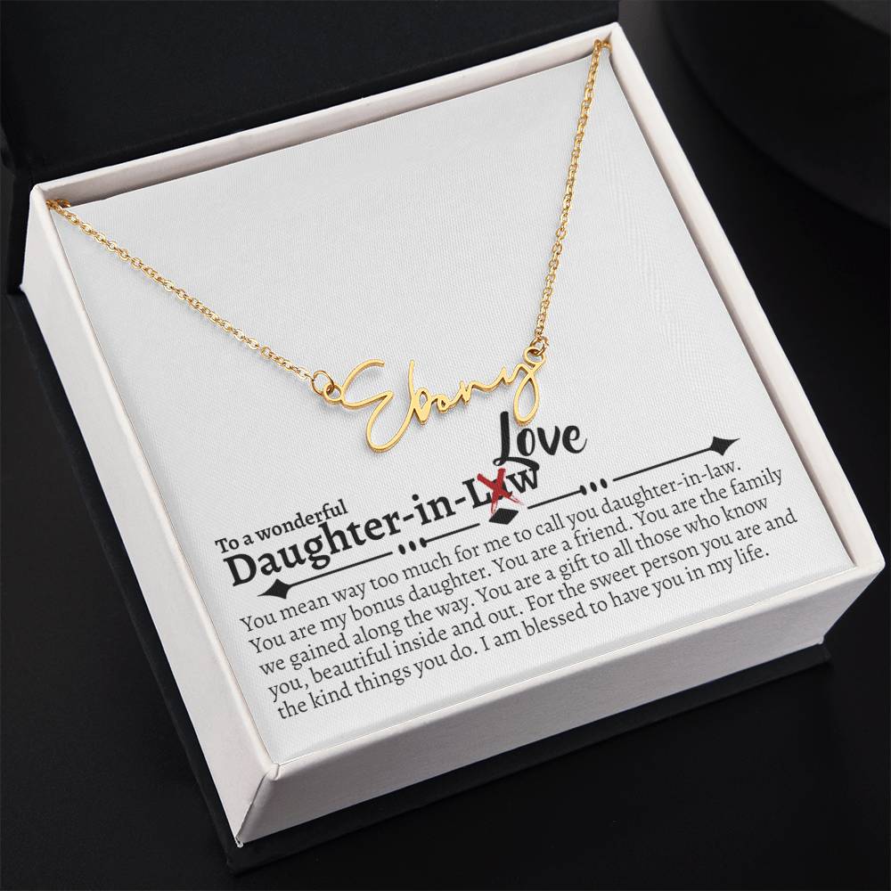 Daughter in Love Signature Name Necklace - Love You This Much