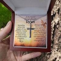 Thumbnail for Dearest Grandson (Personalized) Ball Chain Cross Necklace - Love You This Much