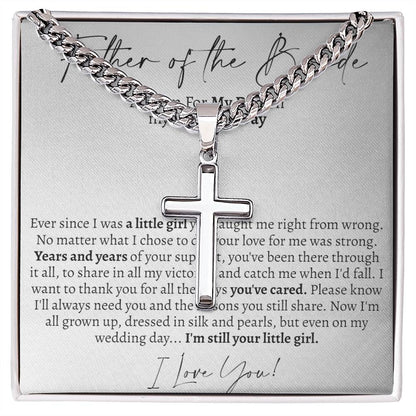 Father of the Bride (From Bride) Cross Cuban Necklace - Love You This Much