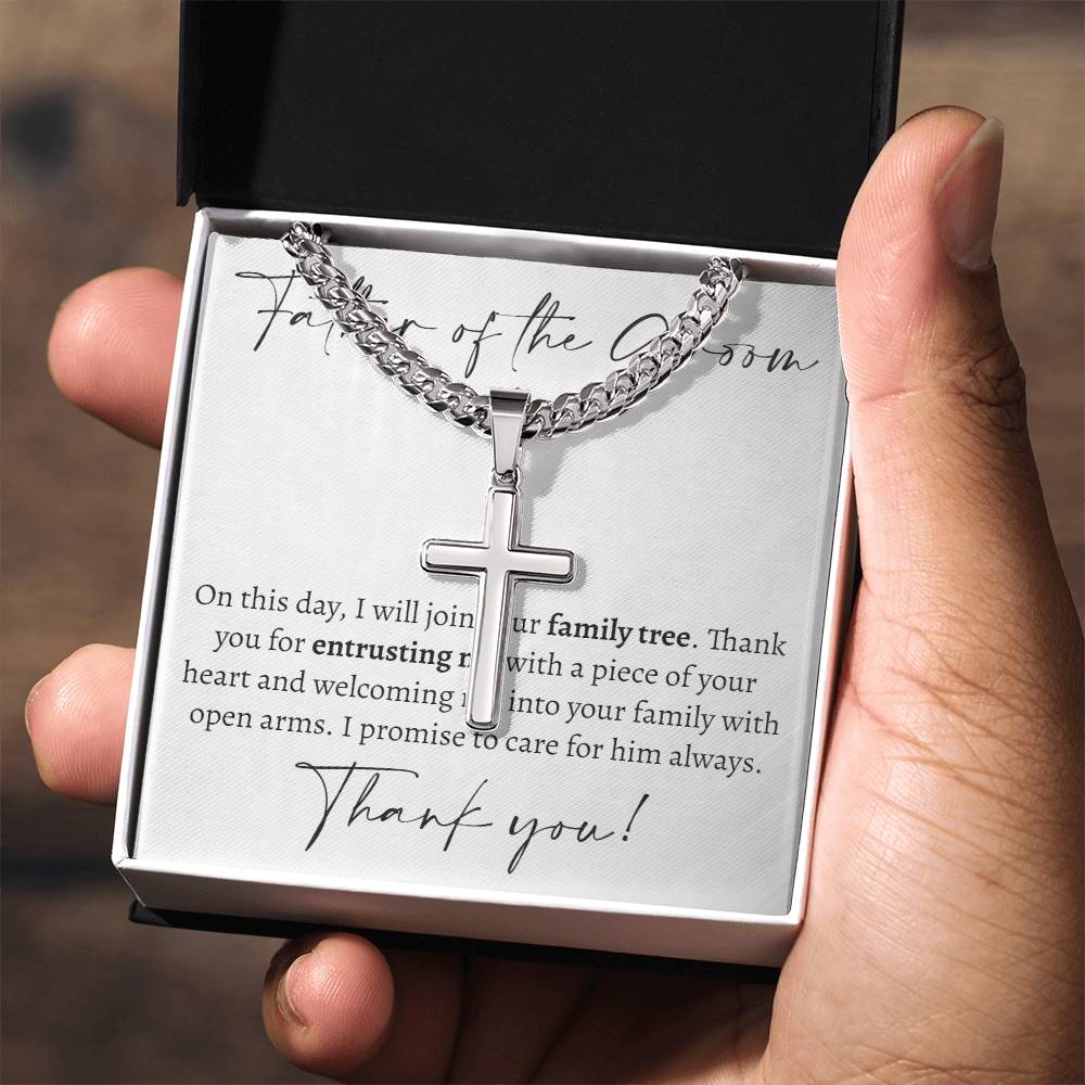 Father of the Groom Cross Cuban Necklace - Love You This Much