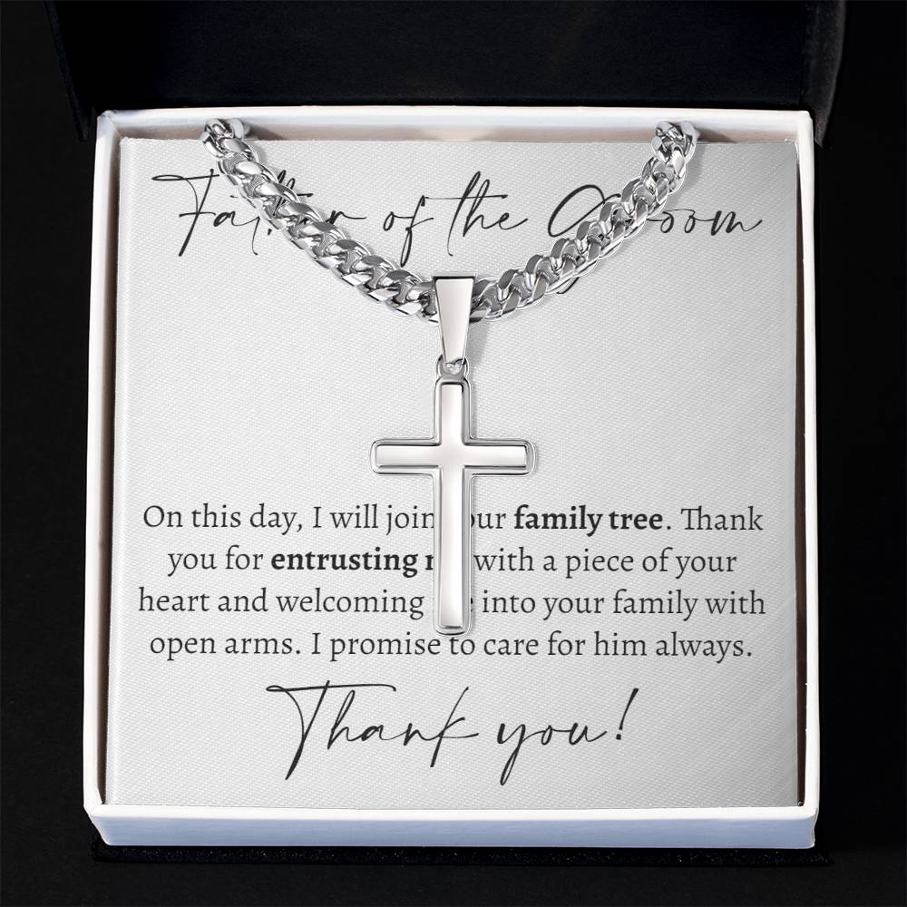 Father of the Groom Cross Cuban Necklace - Love You This Much