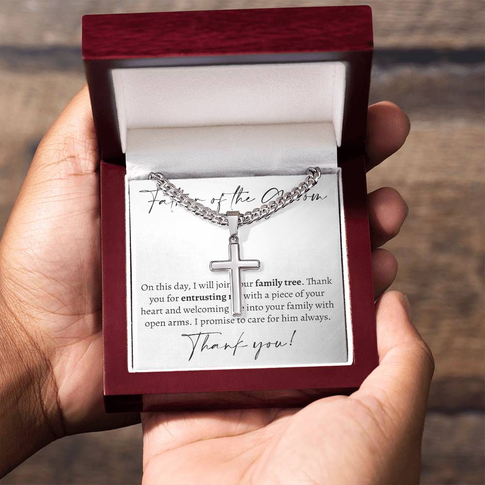 Father of the Groom Cross Cuban Necklace - Love You This Much