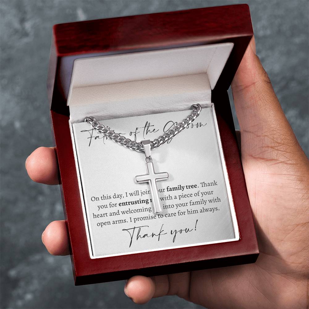 Father of the Groom Cross Cuban Necklace - Love You This Much