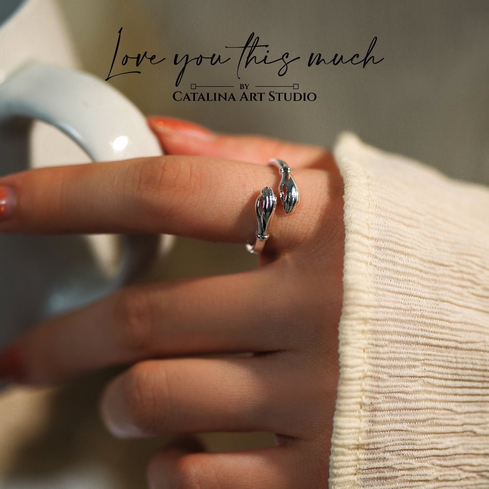 Granddaughter .925 Sterling Silver Hug Ring - Love You This Much