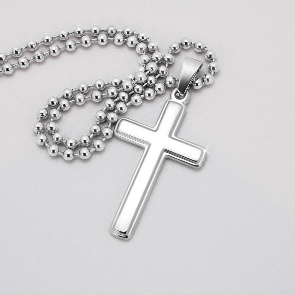 Grandson (Love Grandpa) Ball Chain Cross Necklace - Love You This Much