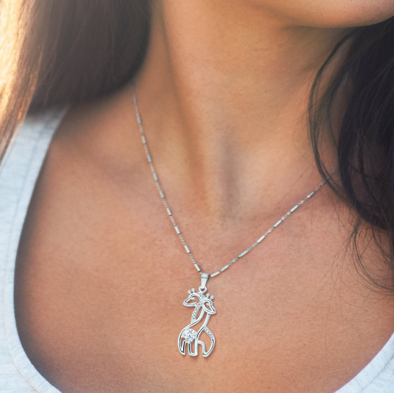 Mother of Twins Giraffe Necklace - Love You This Much