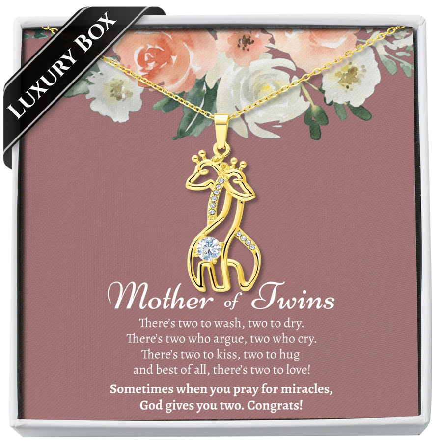 Mother of Twins Giraffe Necklace - Love You This Much