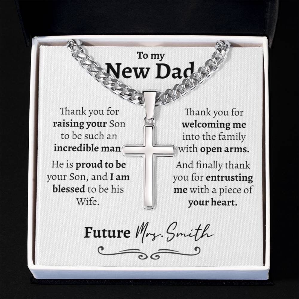 New Dad (From Daughter in Law) Cuban Cross Necklace - Love You This Much