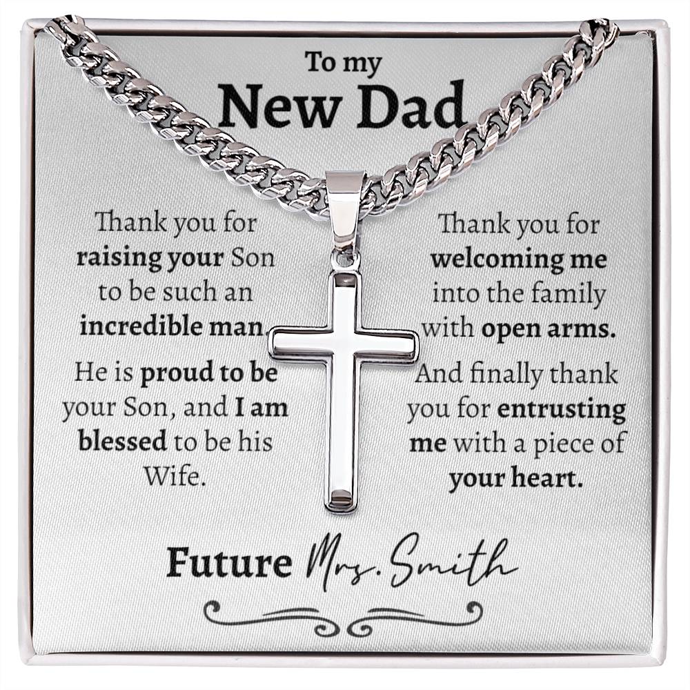 New Dad (From Daughter in Law) Cuban Cross Necklace - Love You This Much