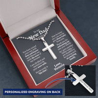Thumbnail for New Dad (From Daughter in law) Wedding Ball Chain Cross Necklace - Love You This Much