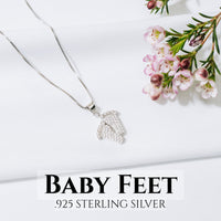 Thumbnail for New Mom Expecting Twins Baby Feet Necklace - Love You This Much
