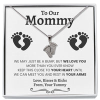 Thumbnail for New Mom Expecting Twins Baby Feet Necklace - Love You This Much
