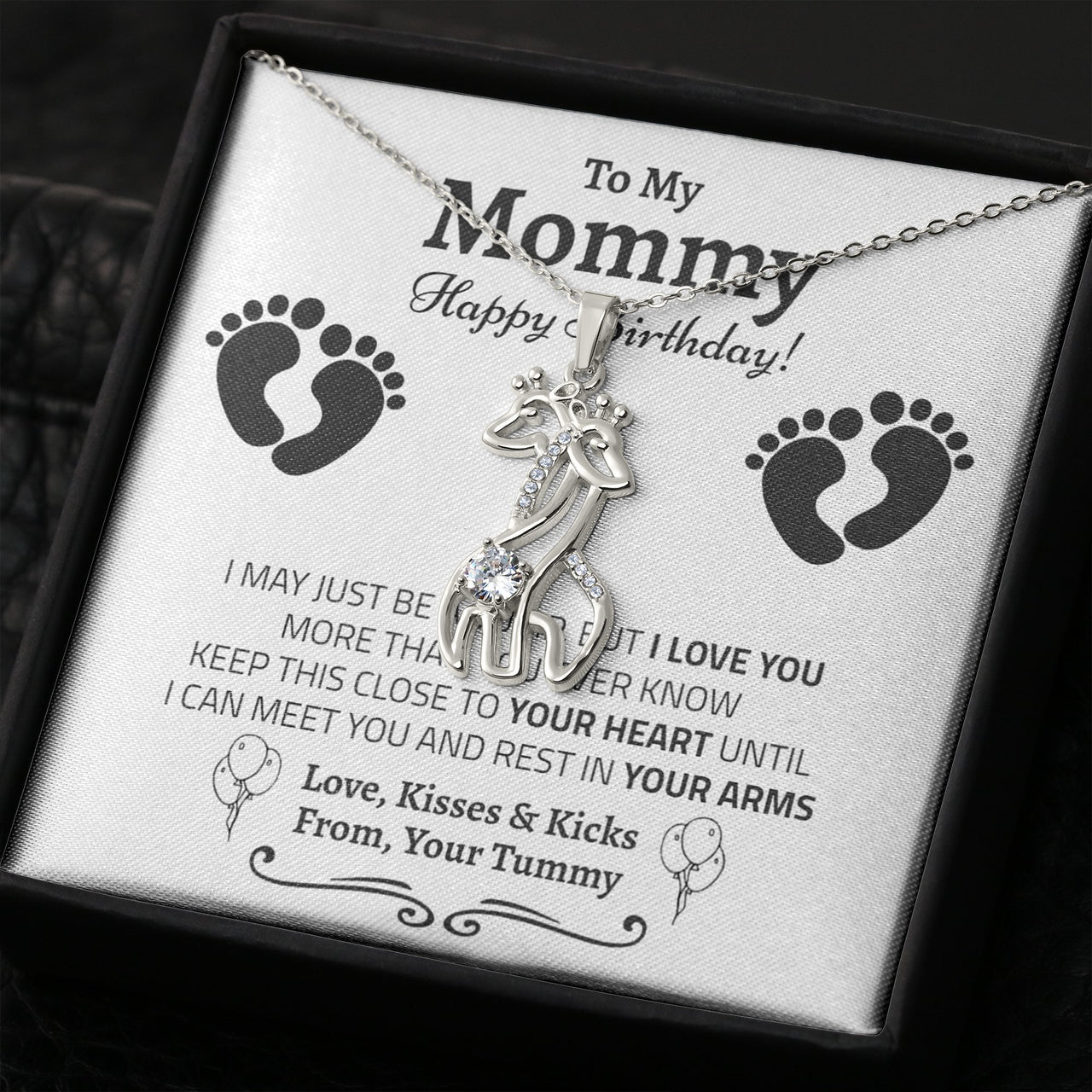 New Mom on Birthday Giraffe Necklace - Love You This Much