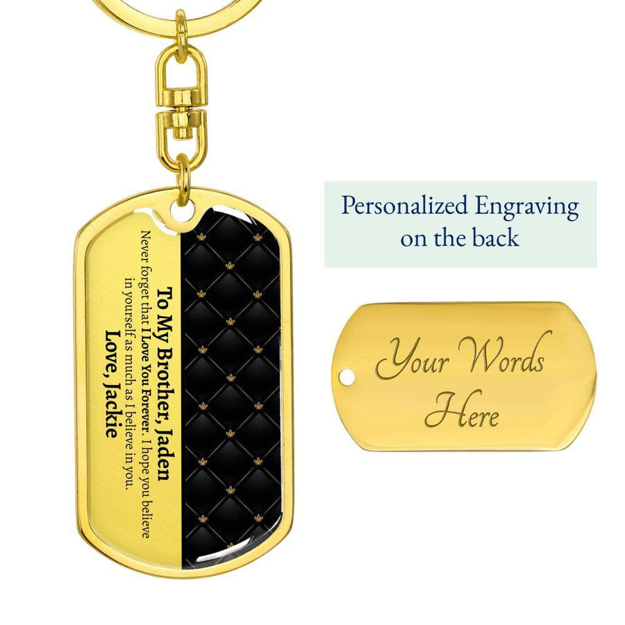 Personalized Brother Dog Tag Keychain - Love You This Much