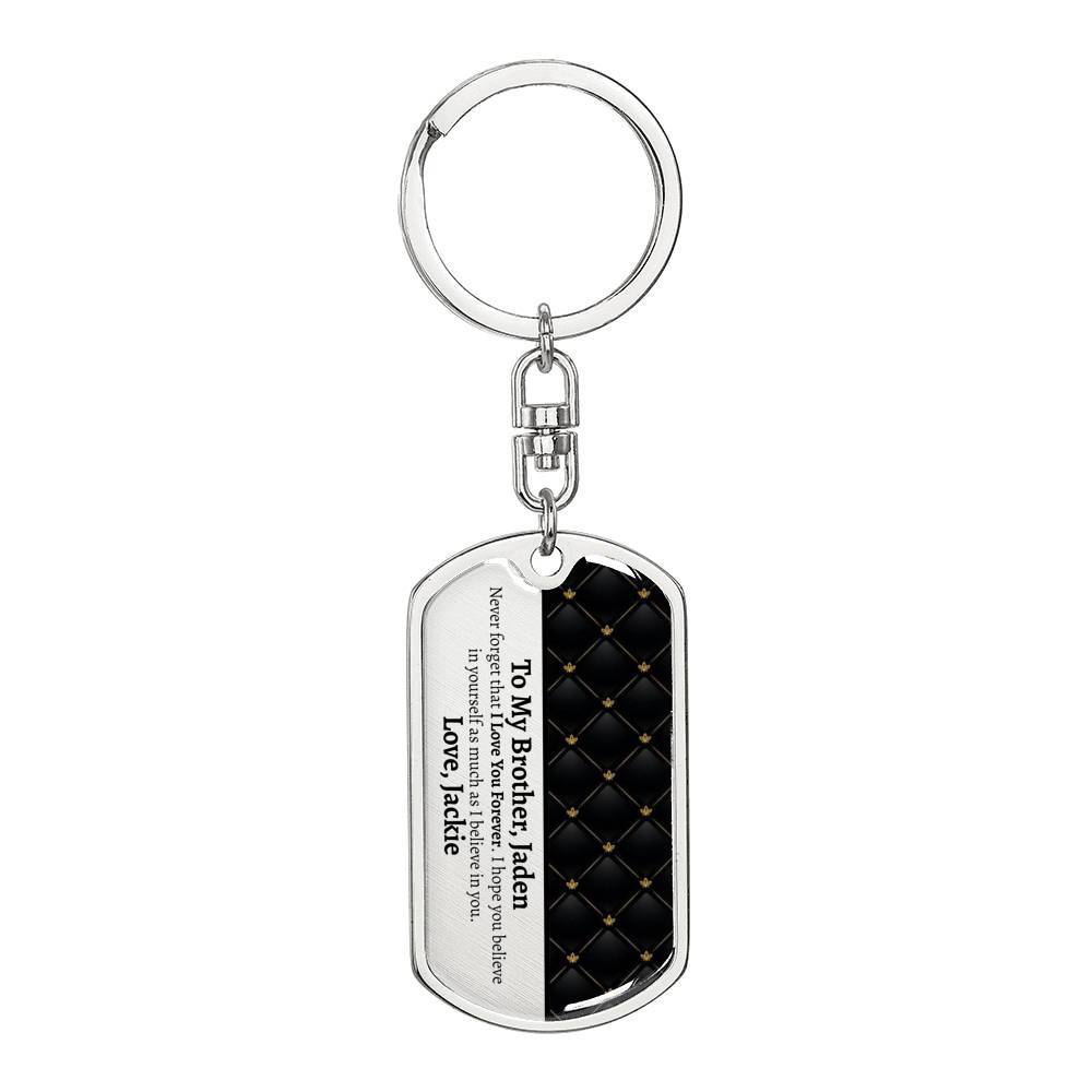 Personalized Brother Dog Tag Keychain - Love You This Much