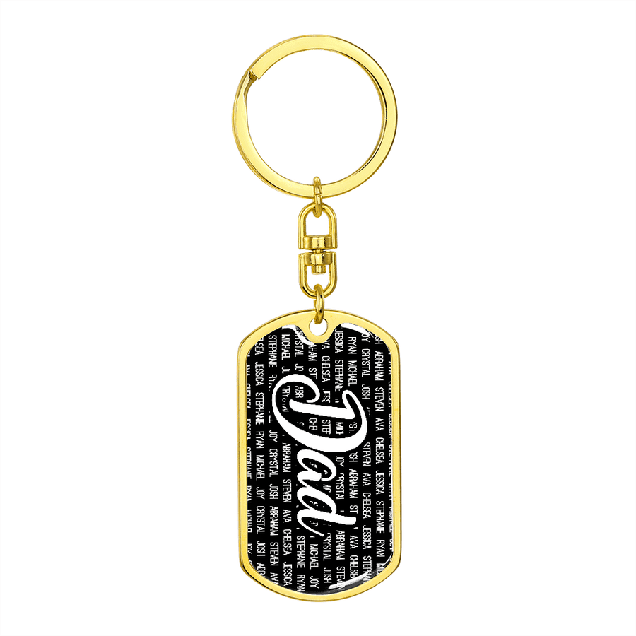Personalized Dad (with Kids Names) Dog Tag Keychain - Love You This Much