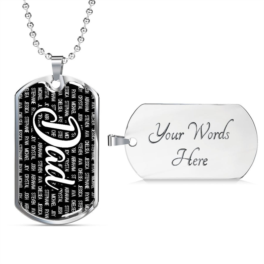 Personalized Dad (With Kids Names) Dog Tag Necklace - Love You This Much