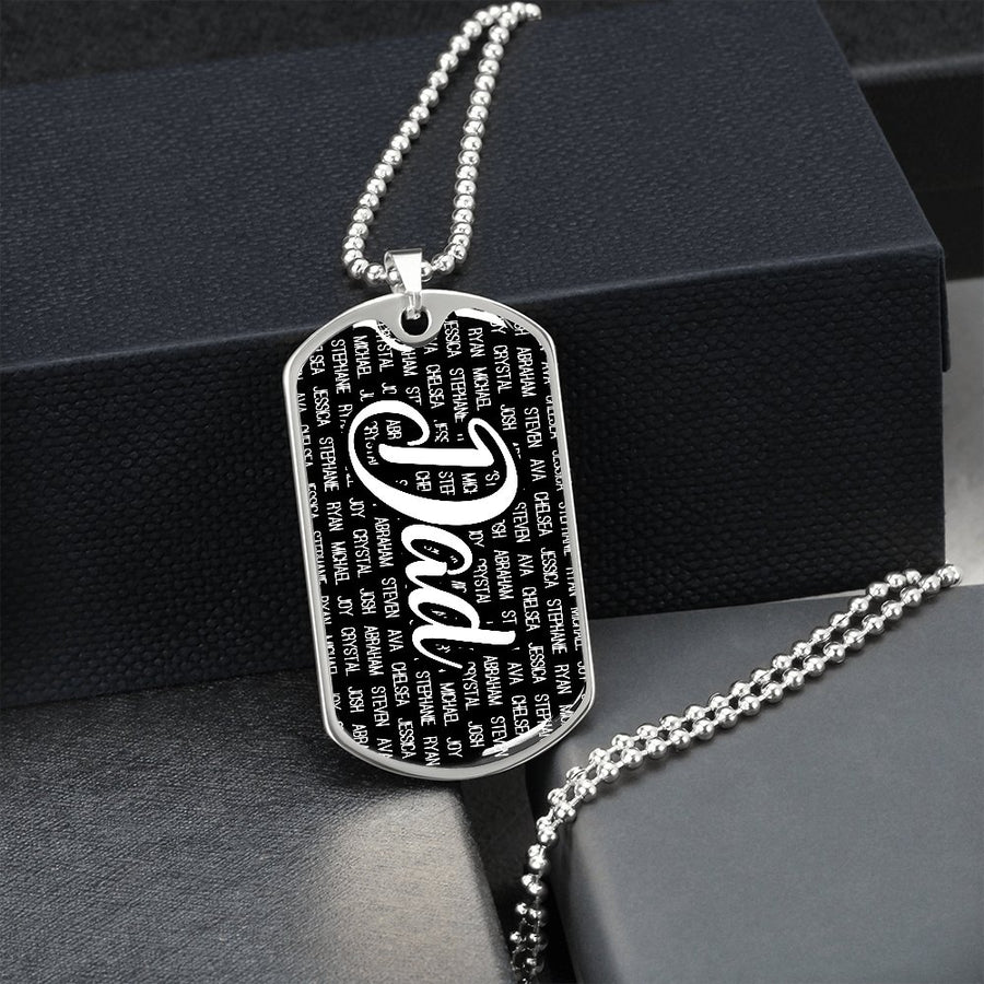 Personalized Dad (With Kids Names) Dog Tag Necklace - Love You This Much