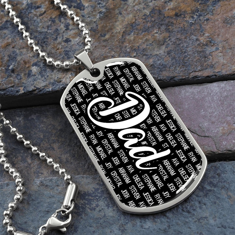Personalized Dad (With Kids Names) Dog Tag Necklace - Love You This Much