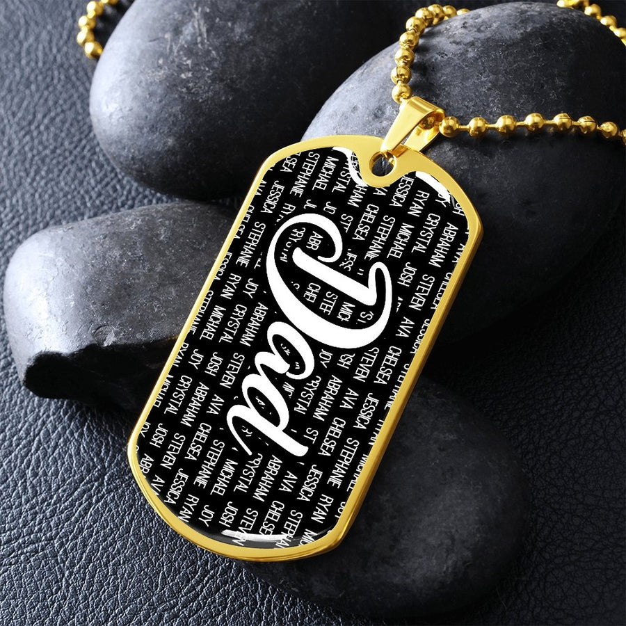 Personalized Dad (With Kids Names) Dog Tag Necklace - Love You This Much