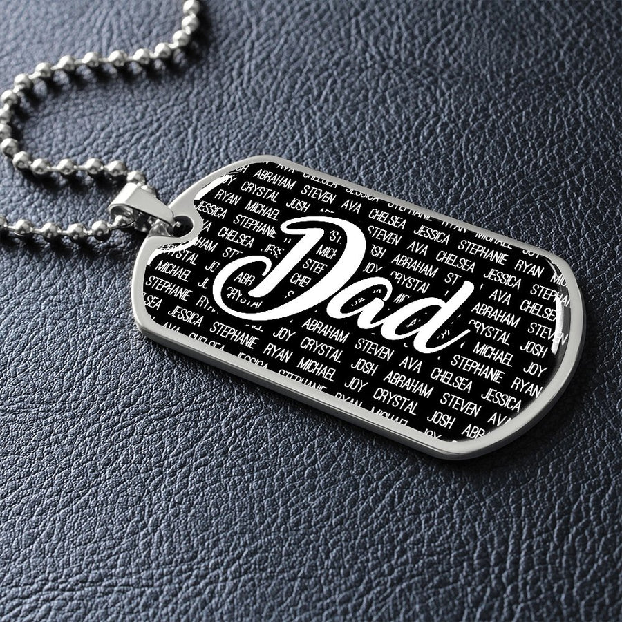 Personalized Dad (With Kids Names) Dog Tag Necklace - Love You This Much