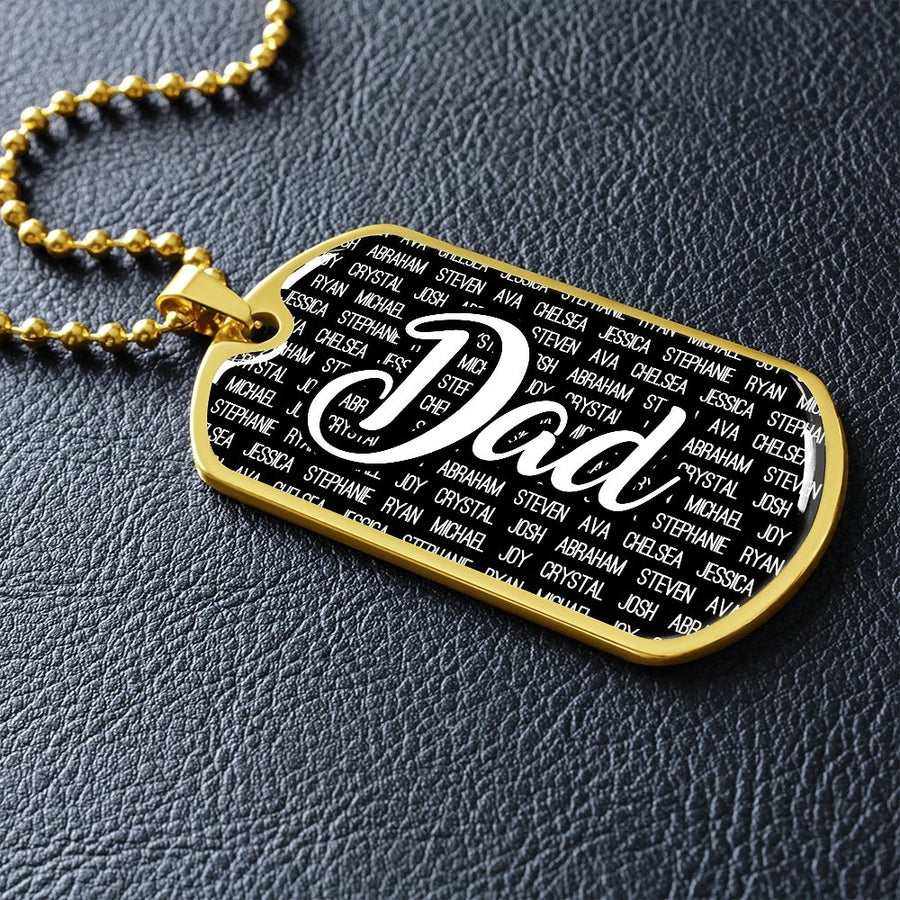 Personalized Dad (With Kids Names) Dog Tag Necklace - Love You This Much