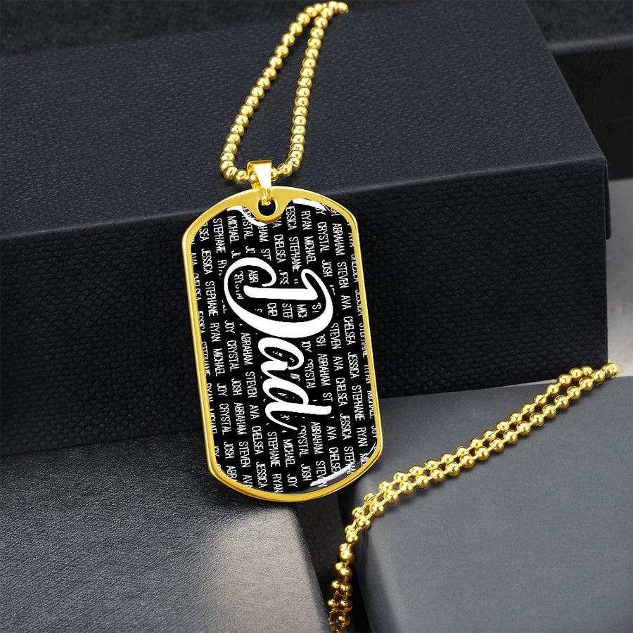 Personalized Dad (With Kids Names) Dog Tag Necklace - Love You This Much