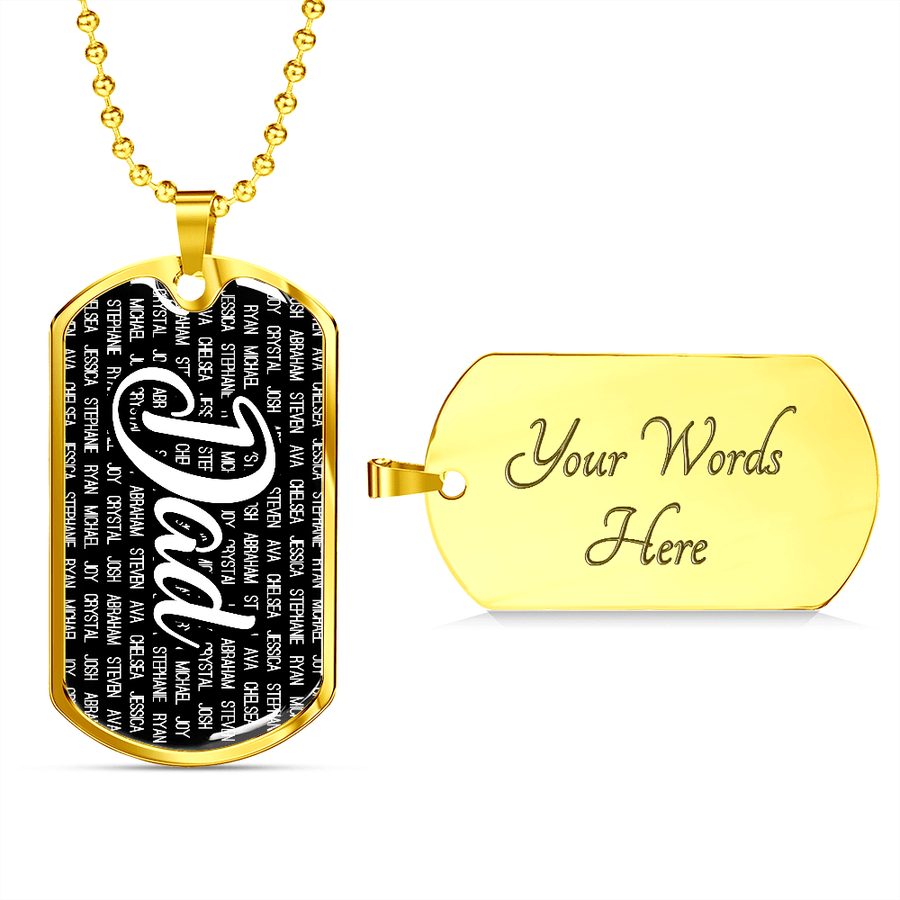 Personalized Dad (With Kids Names) Dog Tag Necklace - Love You This Much