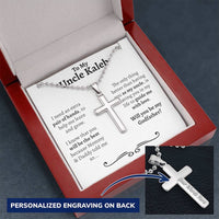 Thumbnail for Personalized Godfather Proposal Ball Chain Cross Necklace - Love You This Much