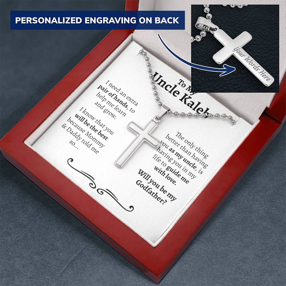 Personalized Godfather Proposal Ball Chain Cross Necklace - Love You This Much