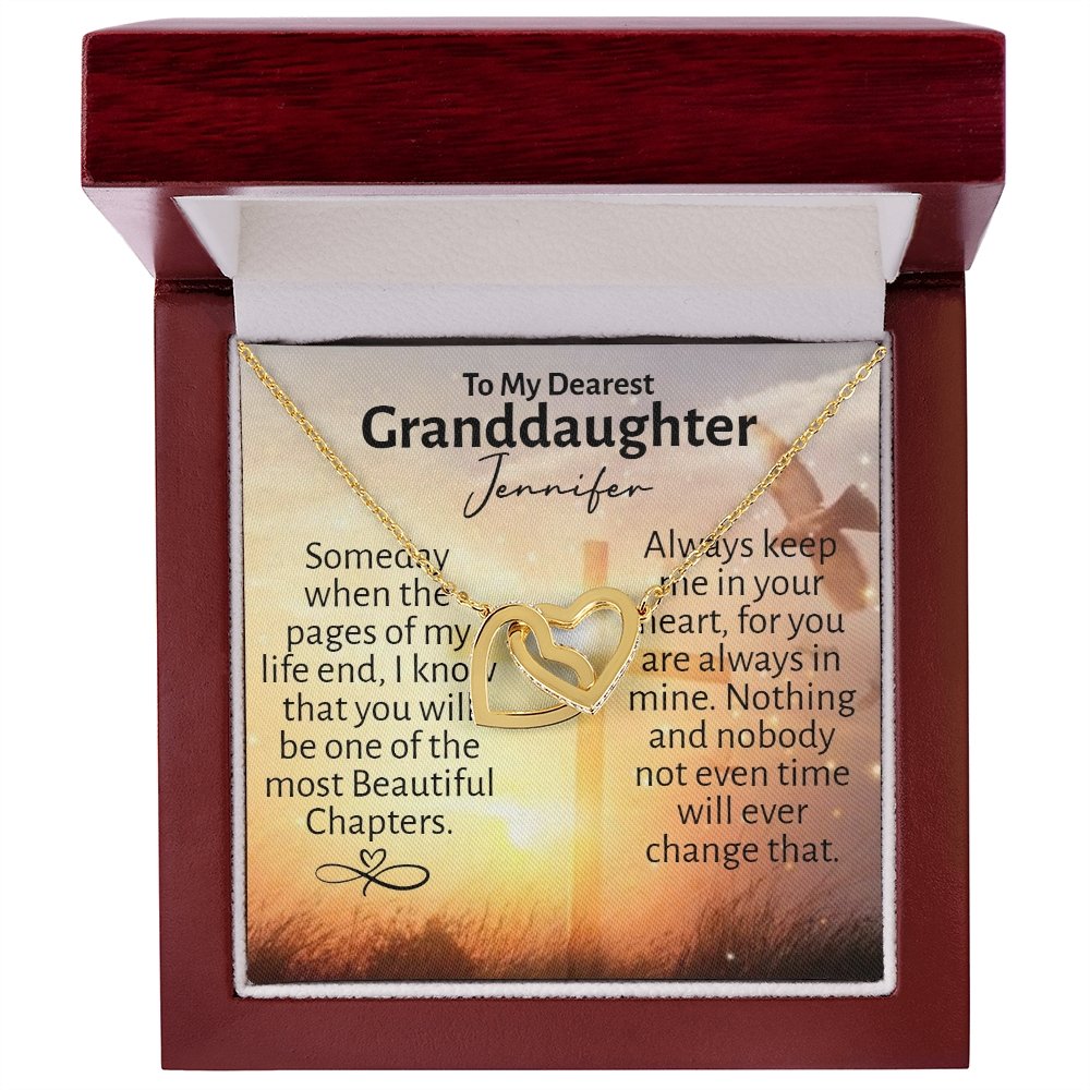 Personalized Granddaughter Interlocking Hearts Necklace - Love You This Much