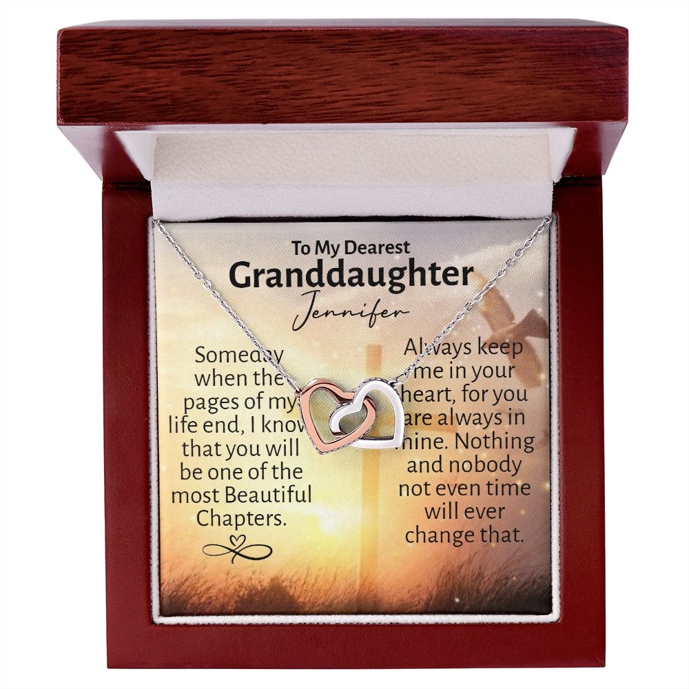 Personalized Granddaughter Interlocking Hearts Necklace - Love You This Much