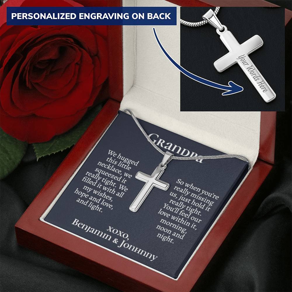 Personalized Grandpa (from Grandkids) Cross Necklace - Love You This Much