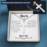 Thumbnail for Personalized Groom (From parents) Ball Chain Cross Necklace - Love You This Much