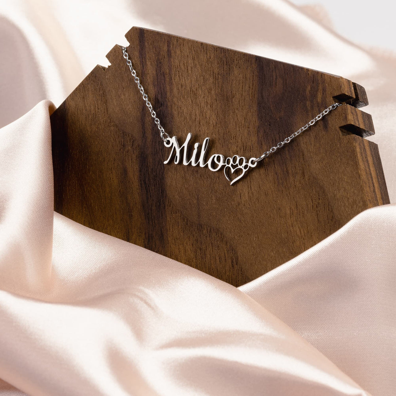 Personalized Name with Dog Paw Necklace - Love You This Much