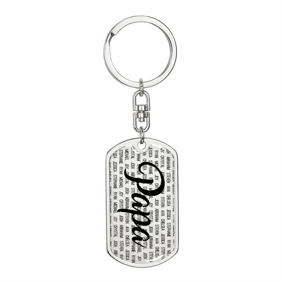Personalized Papa (With Grandkids) Dog Tag Keychain - Love You This Much