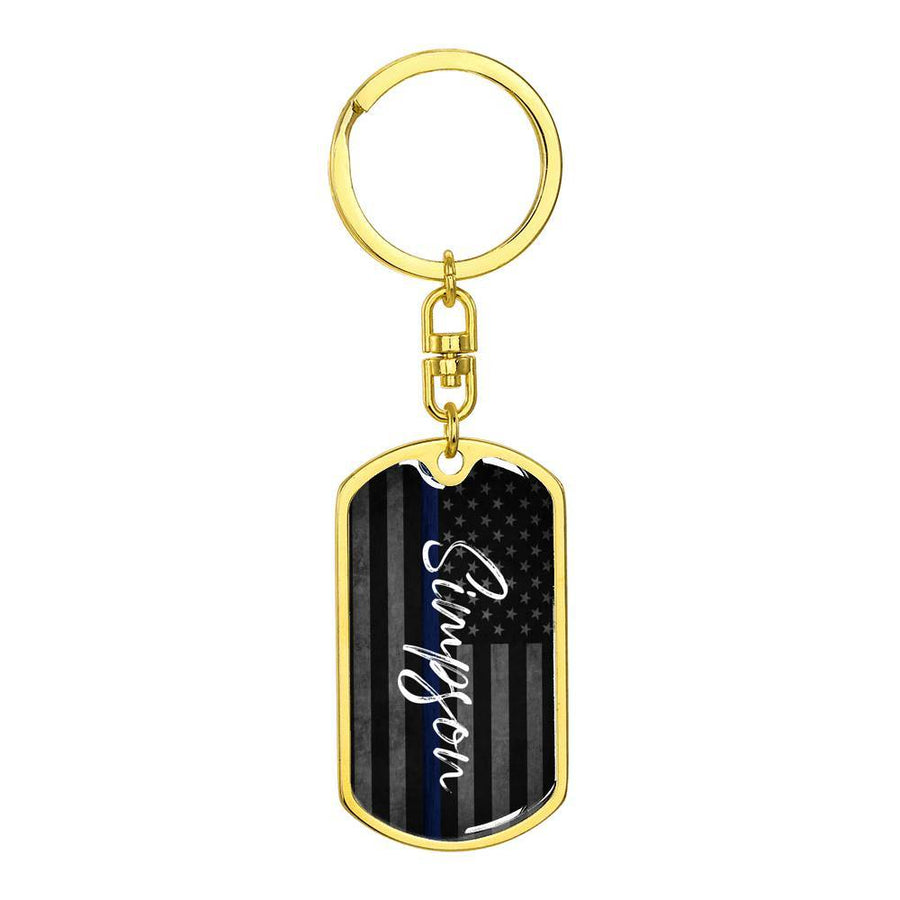Personalized Police Officer Dog Tag Keychain - Love You This Much
