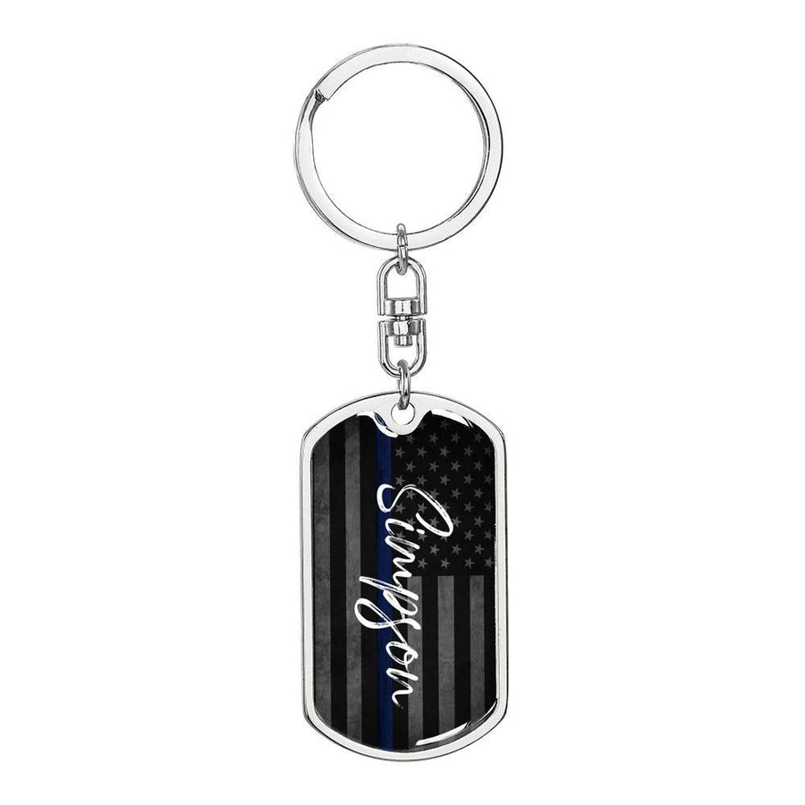 Personalized Police Officer Dog Tag Keychain - Love You This Much