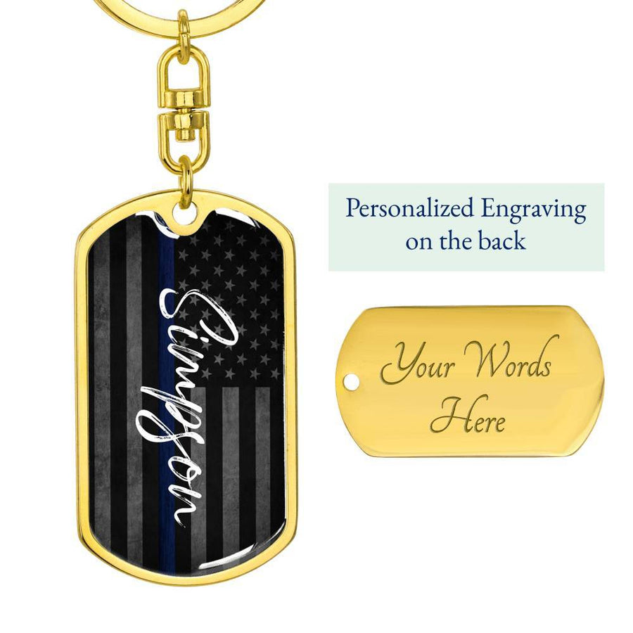 Personalized Police Officer Dog Tag Keychain - Love You This Much