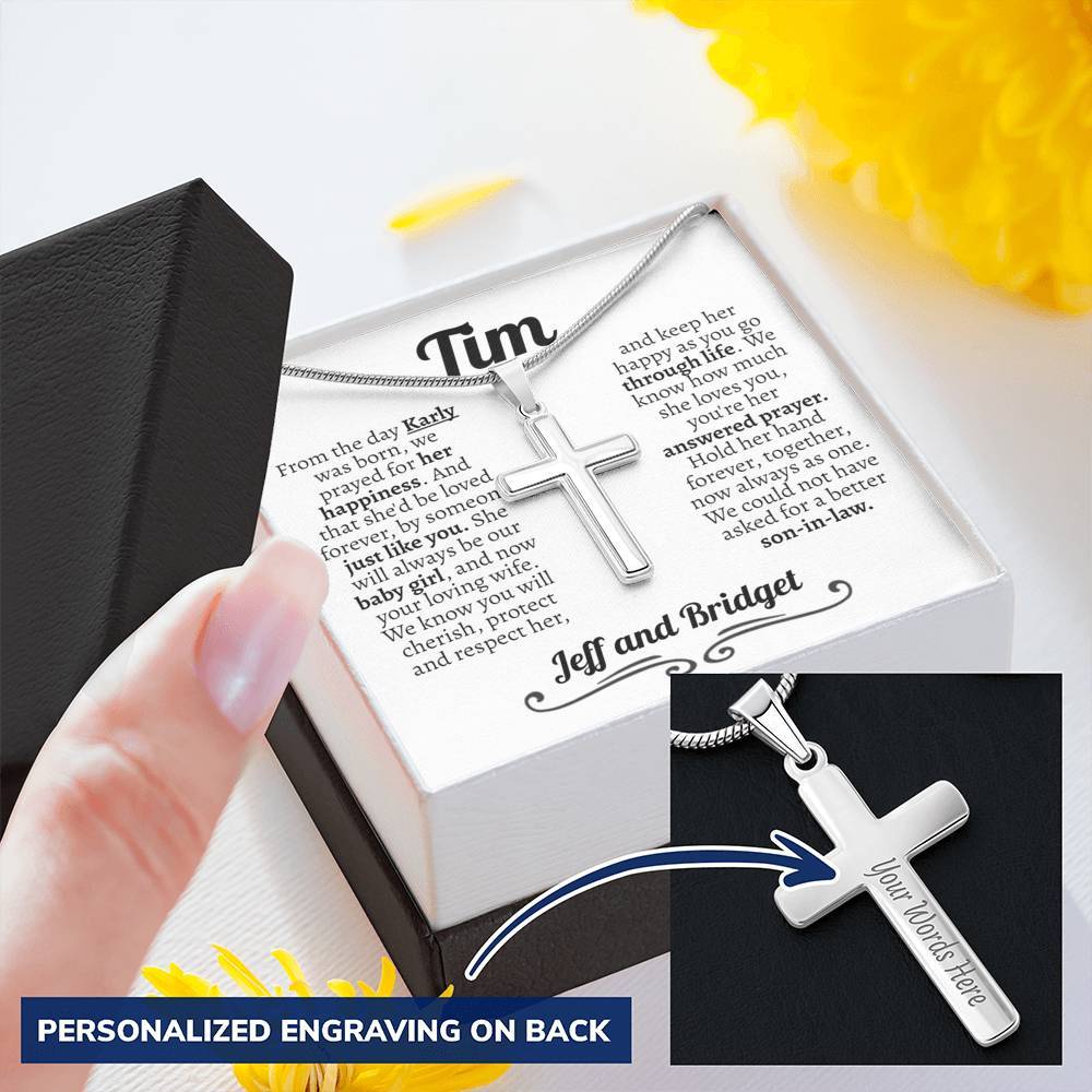 Personalized Son In Law (Wedding) Parents in Law Normal Cross Necklace (engraved) - Love You This Much